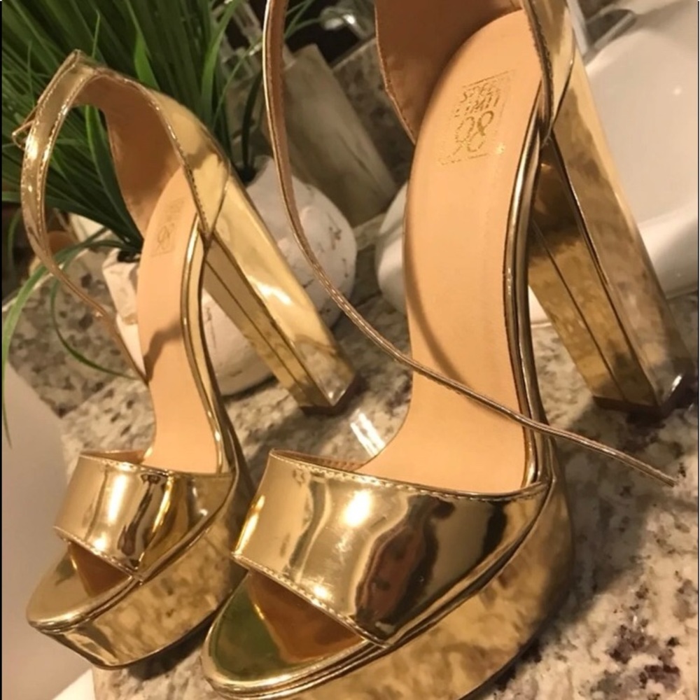 Gold platform heels. Size 8